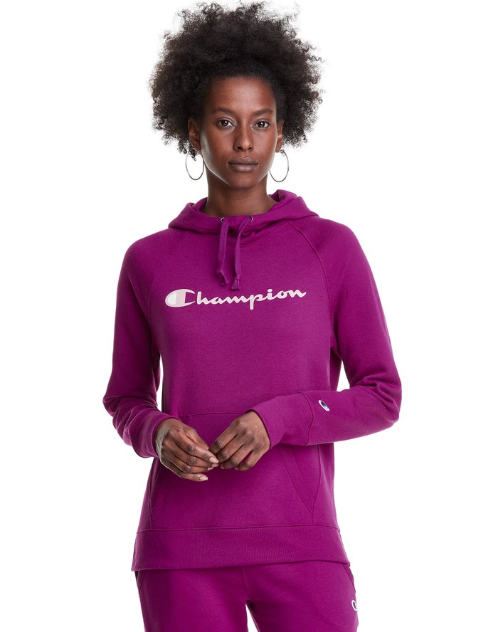 Champion Powerblend Fleece Script Logo Hoodie Dames - Paars - Belgie 0329VJLAX